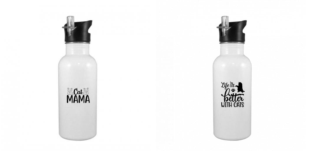20 oz White flip Straw water bottle | Add your own design