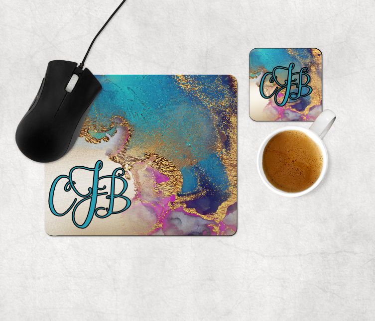 Gold Texture Mouse Pad and Coaster Desk Set